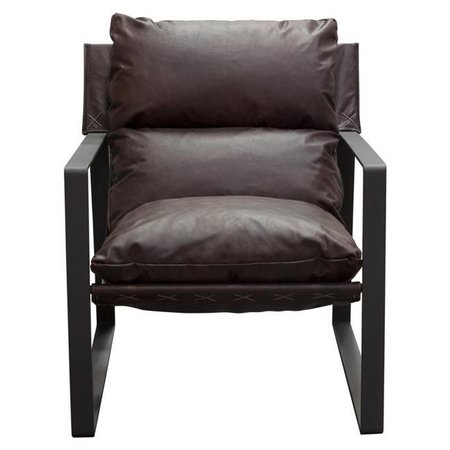 DIAMOND SOFA Diamond Sofa MILLERCHCH Miller Sling Accent Chair with Genuine Black Powder Coated Metal Frame; Chocolate Leather MILLERCHCH